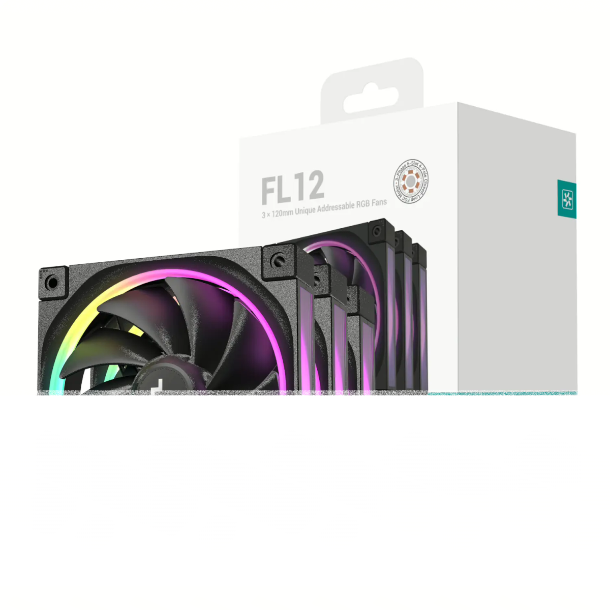DeepCool FL12 3-in-1 ARGB 120mm PWM 3 Fan Pack - Black