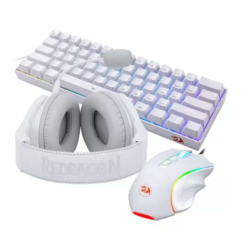 Redragon 3-in-1 Keyboard Mouse and Headsets Wired Combo White