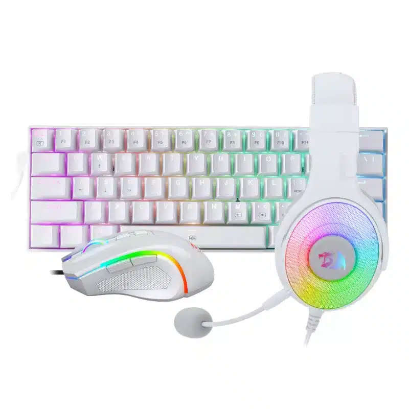Redragon 3-in-1 Keyboard Mouse and Headsets Wired Combo White