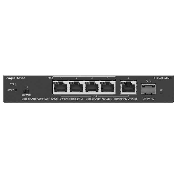Reyee 5 Port 2.5Gbps with 4 PoE 70W 1SFP+ Smart Managed Switch
