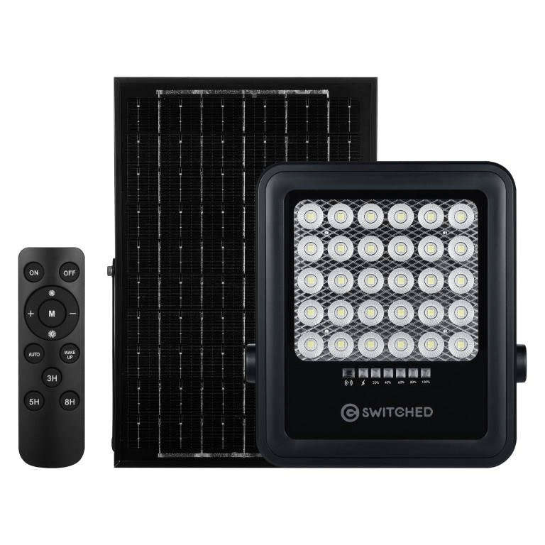 Switched Urban Pro Series 100W Floodlight with Solar Panel and Remote