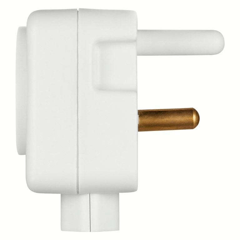 Switched 2-way Top and Bottom Loader Schuko Adapter White
