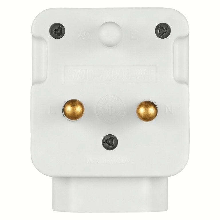Switched 2-way Top and Bottom Loader Schuko Adapter White