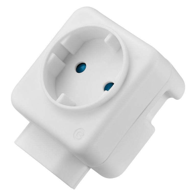 Switched 2-way Top and Bottom Loader Schuko Adapter White