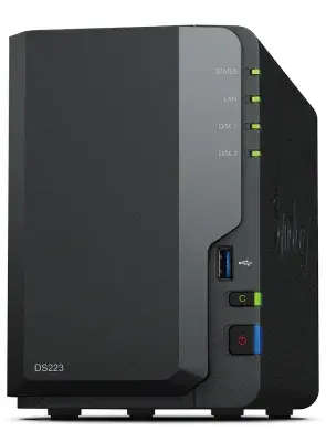 DiskStation 2 Bay NAS; 4-core 1.7 GHz; 2 GB DDR4 non-ECC