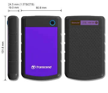 Transcend StoreJet 25H3 2TB Purple External Hard Drive