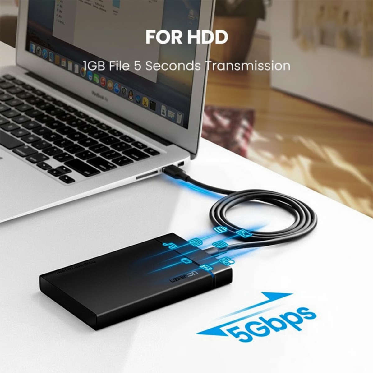 UGreen Type-C to USB 3.0 Cable 2m ? Fast Charging 3A, 5Gbps Sync ? Black