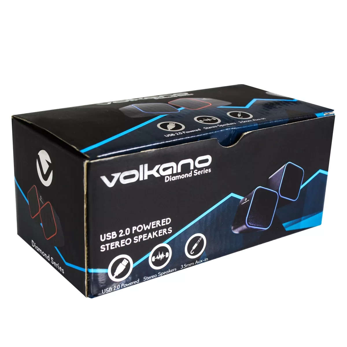Volkano Diamond Series USB Powered Speakers Black and Blue