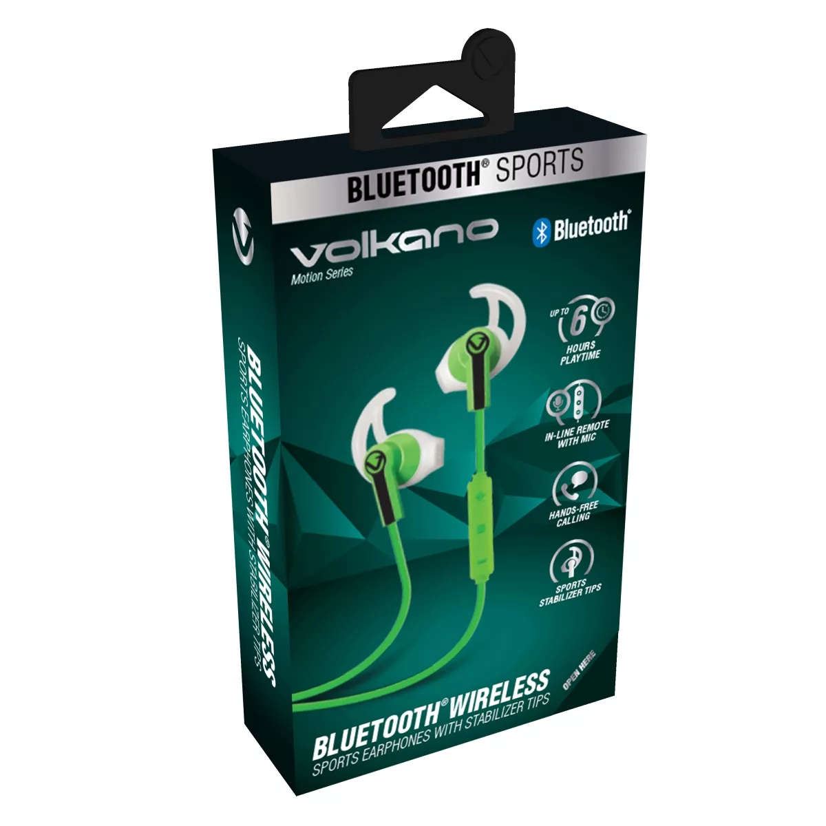 Volkano Motion Bluetooth Earphones Green Black
