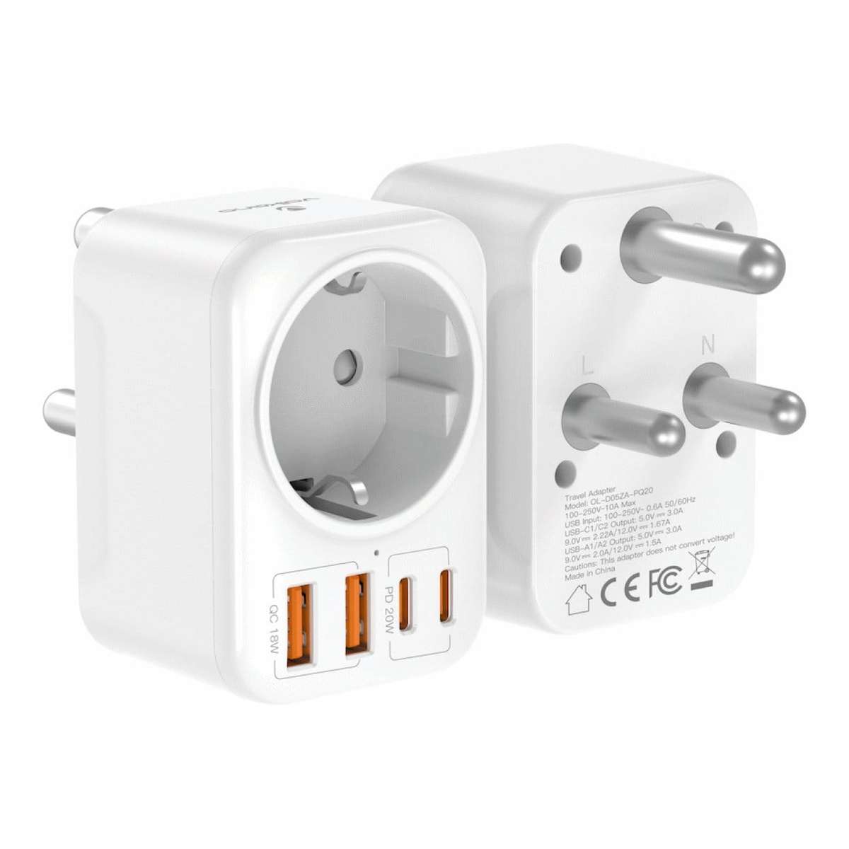 Volkano MultiVolt Series 20W SA Plug to Multi Travel Socket