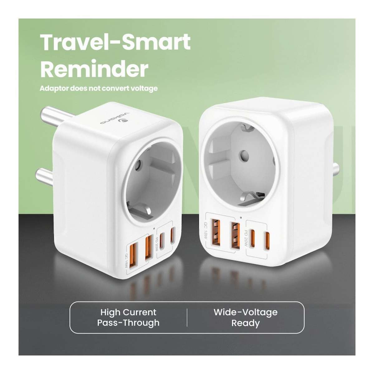Volkano MultiVolt Series 20W SA Plug to Multi Travel Socket