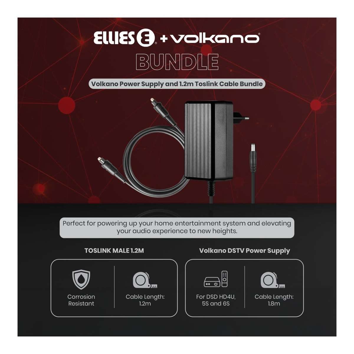 Volkano Power Supply with Toslink Cable 1.2m Bundle