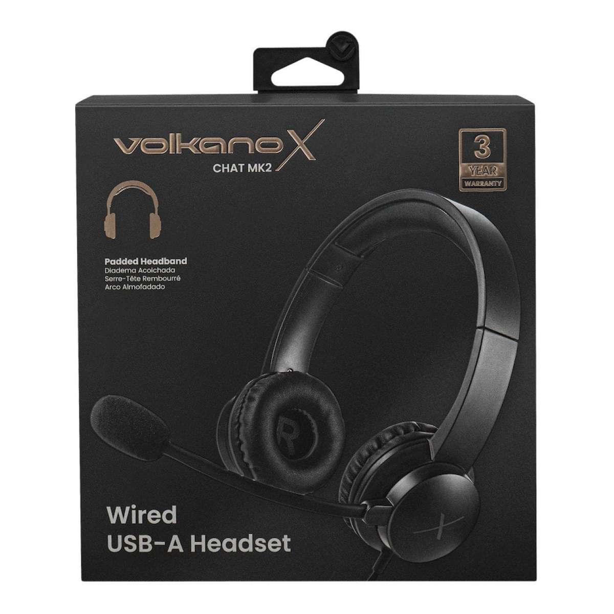 VolkanoX Chat Mk2 Series Wired USB Headset Graphite
