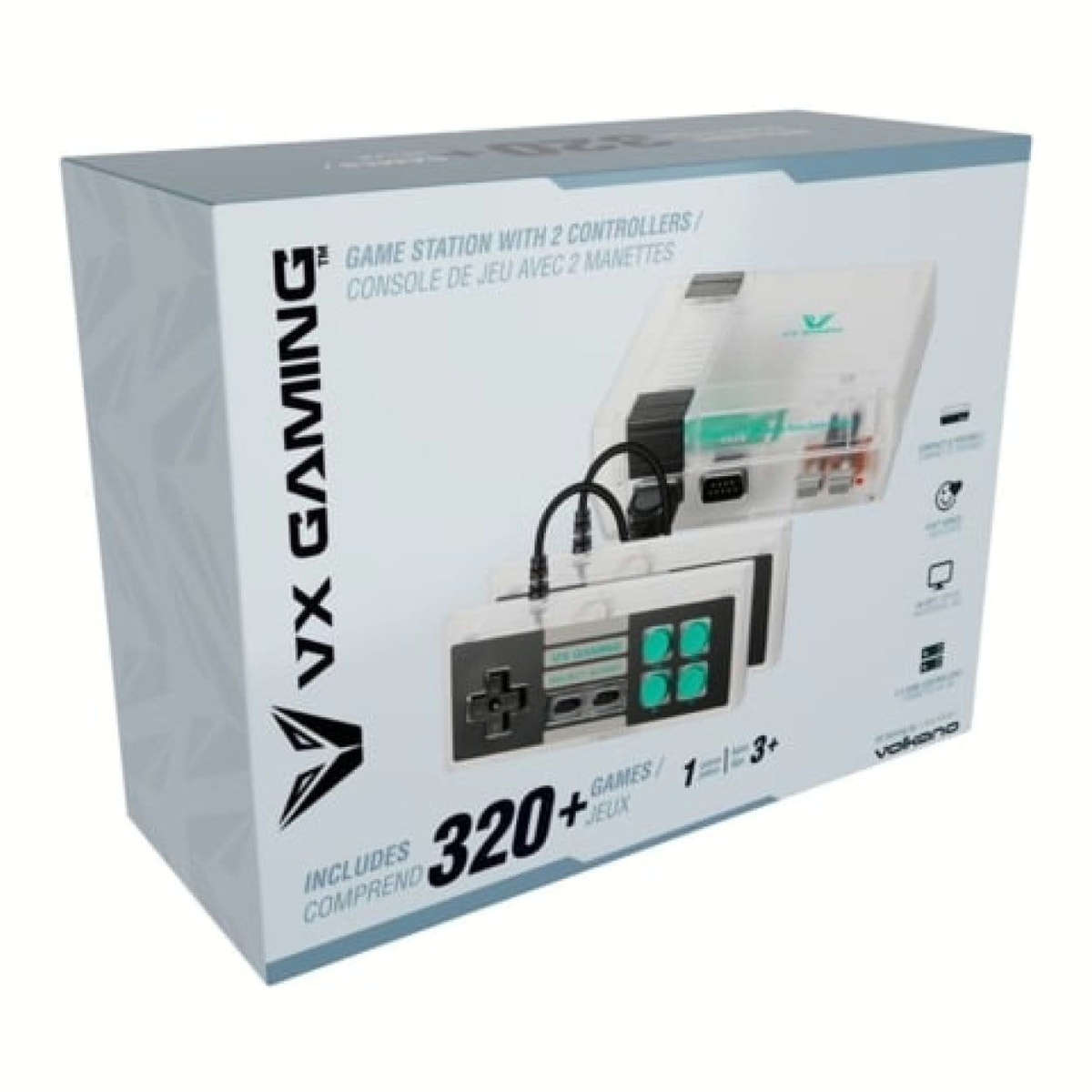 Volkano VX Gaming Classic 2.0 Series Game Station with 2 Controllers Clear