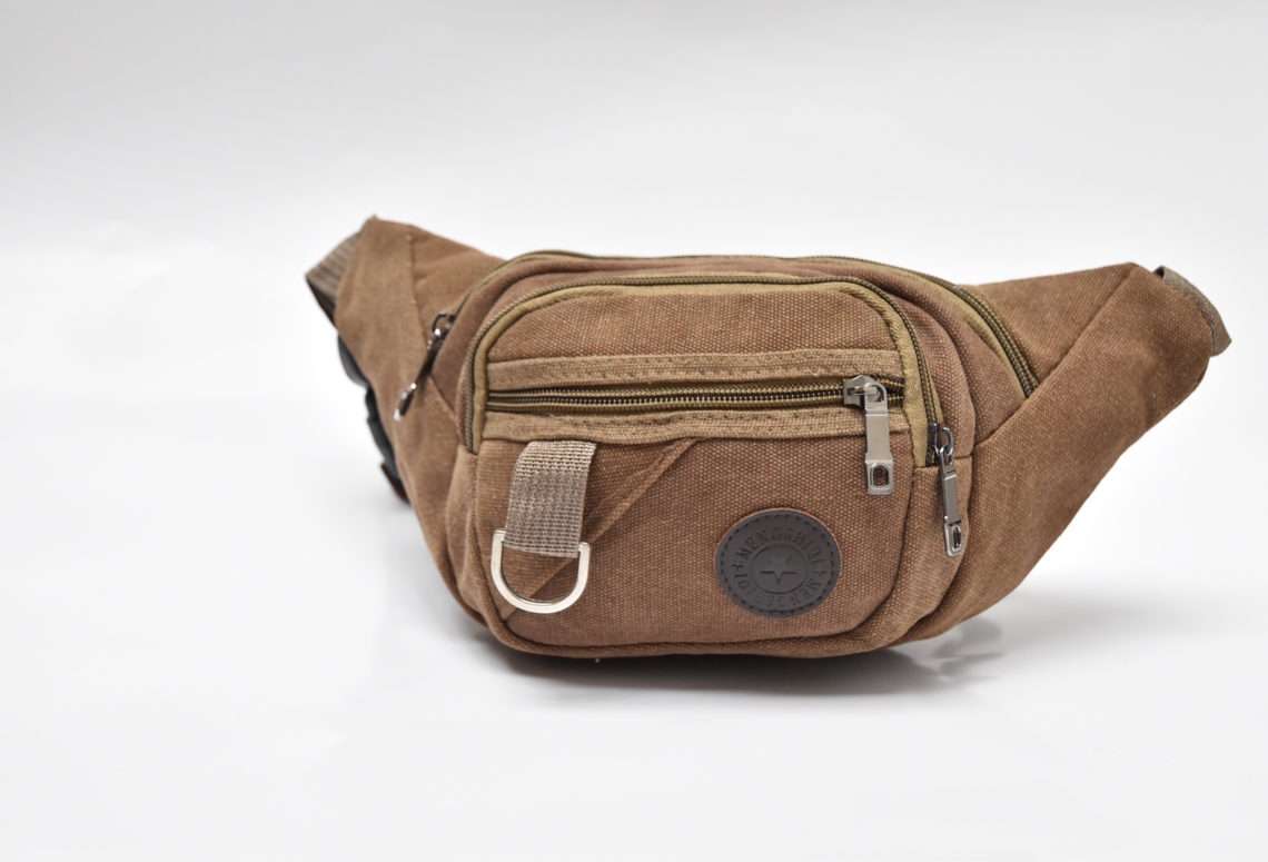 Brown Canvas Moonbag - Black, Brown, Green