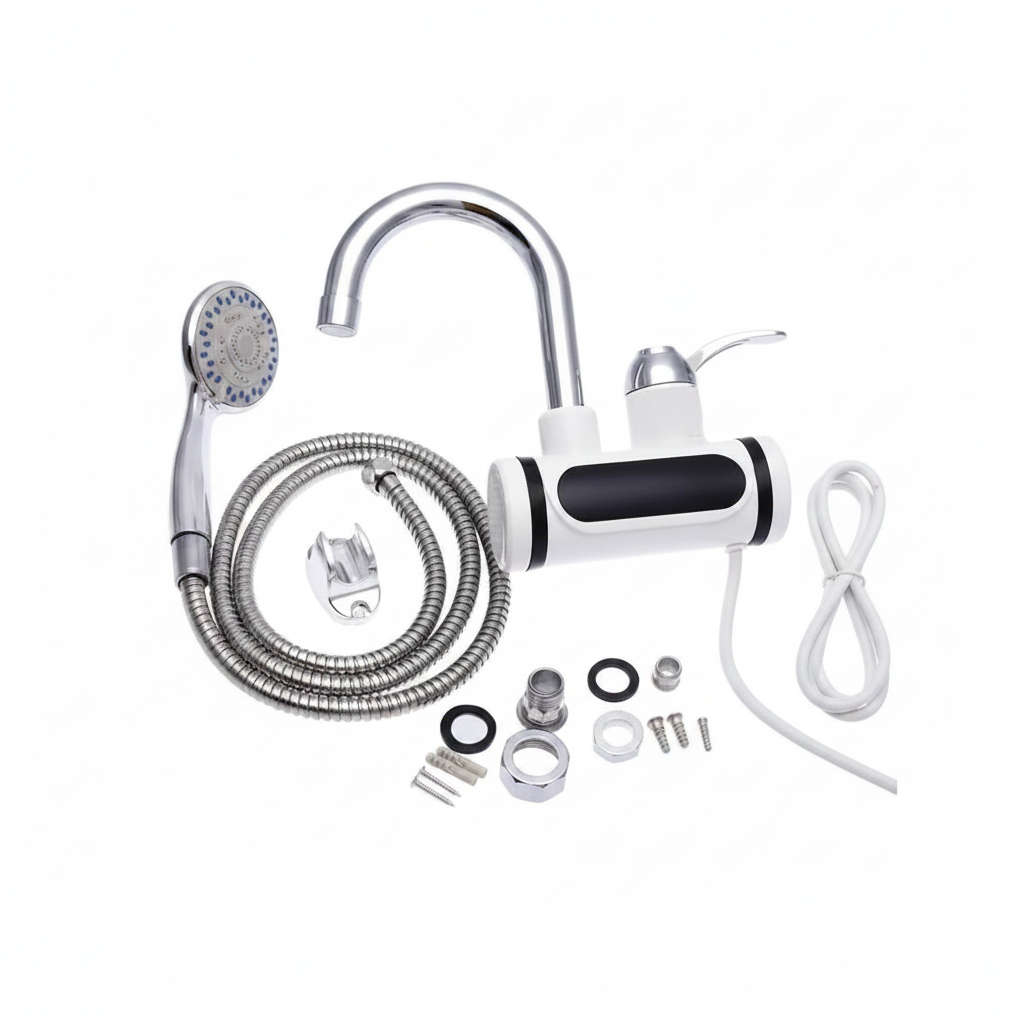 6.5kW Electric Instant Hot Water Shower Faucet  3-Second Heating, LED Display, Shower Head & H...