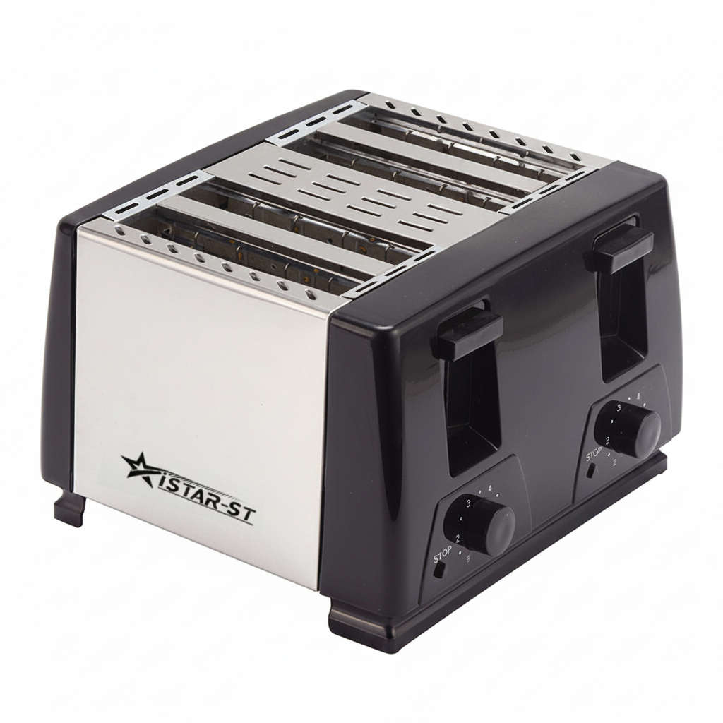 iStar-ST CS-3090 4-Slice Toaster 1300W | Stainless Steel | Removable Crumb Tray