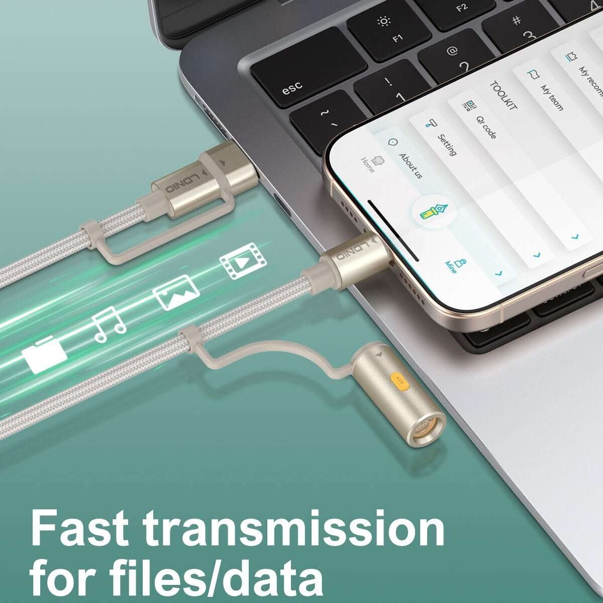 LDNIO LC18 4-in-1 65W Charging Cable with Cigarette Lighter  1.2m