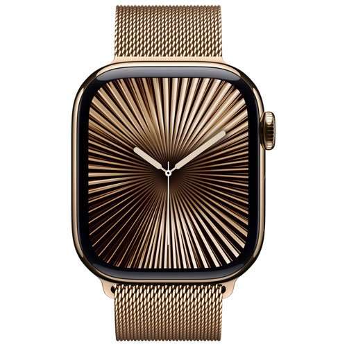 Apple Watch Series 10 GPS + Cellular 42mm Gold Titanium Case with Gold Milanese Loop