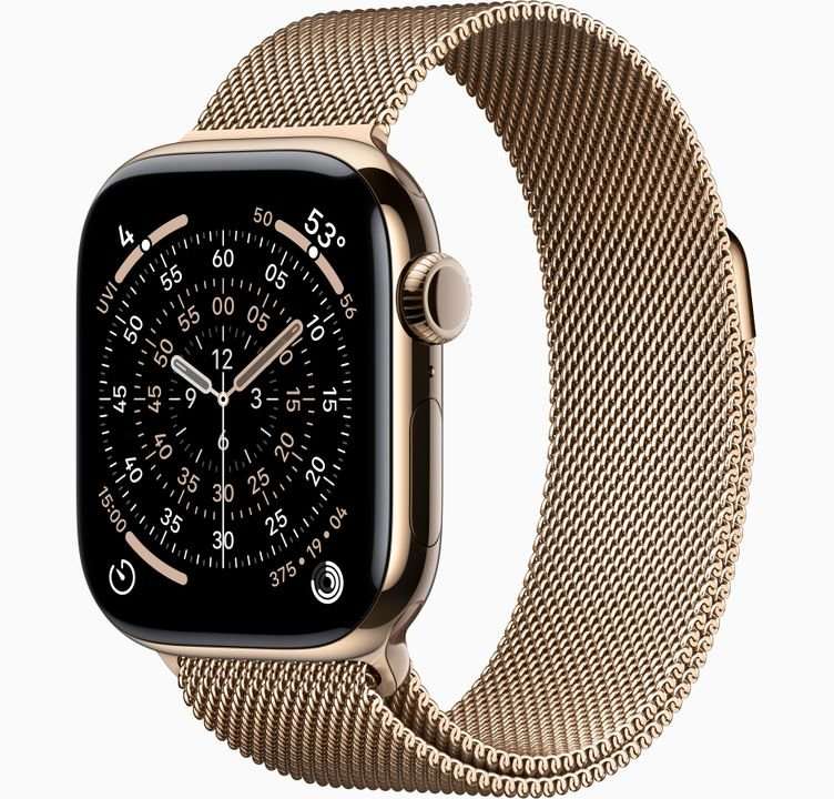 Apple Watch Series 10 GPS + Cellular 42mm Gold Titanium Case with Gold Milanese Loop