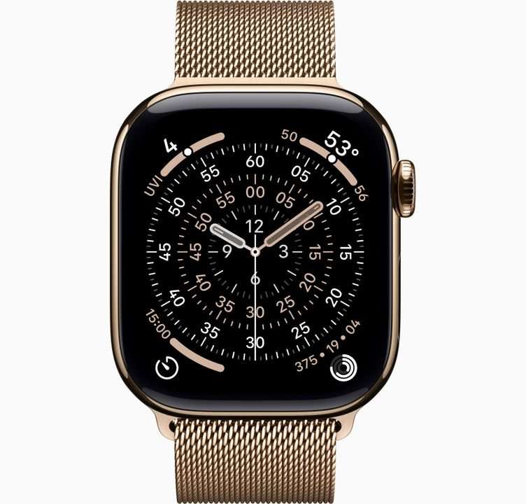 Apple Watch Series 10 GPS + Cellular 42mm Gold Titanium Case with Gold Milanese Loop