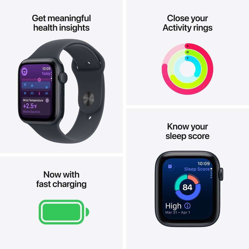 Apple Watch SE 3 GPS 44mm Midnight Aluminum Case with Sport Band