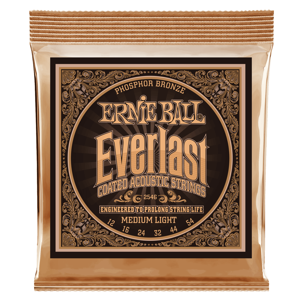 Ernie Ball 2546 - Everlast Coated Phosphor Bronze Acoustic Guitar Strings (12-54 Gauge) - MEDIUM
