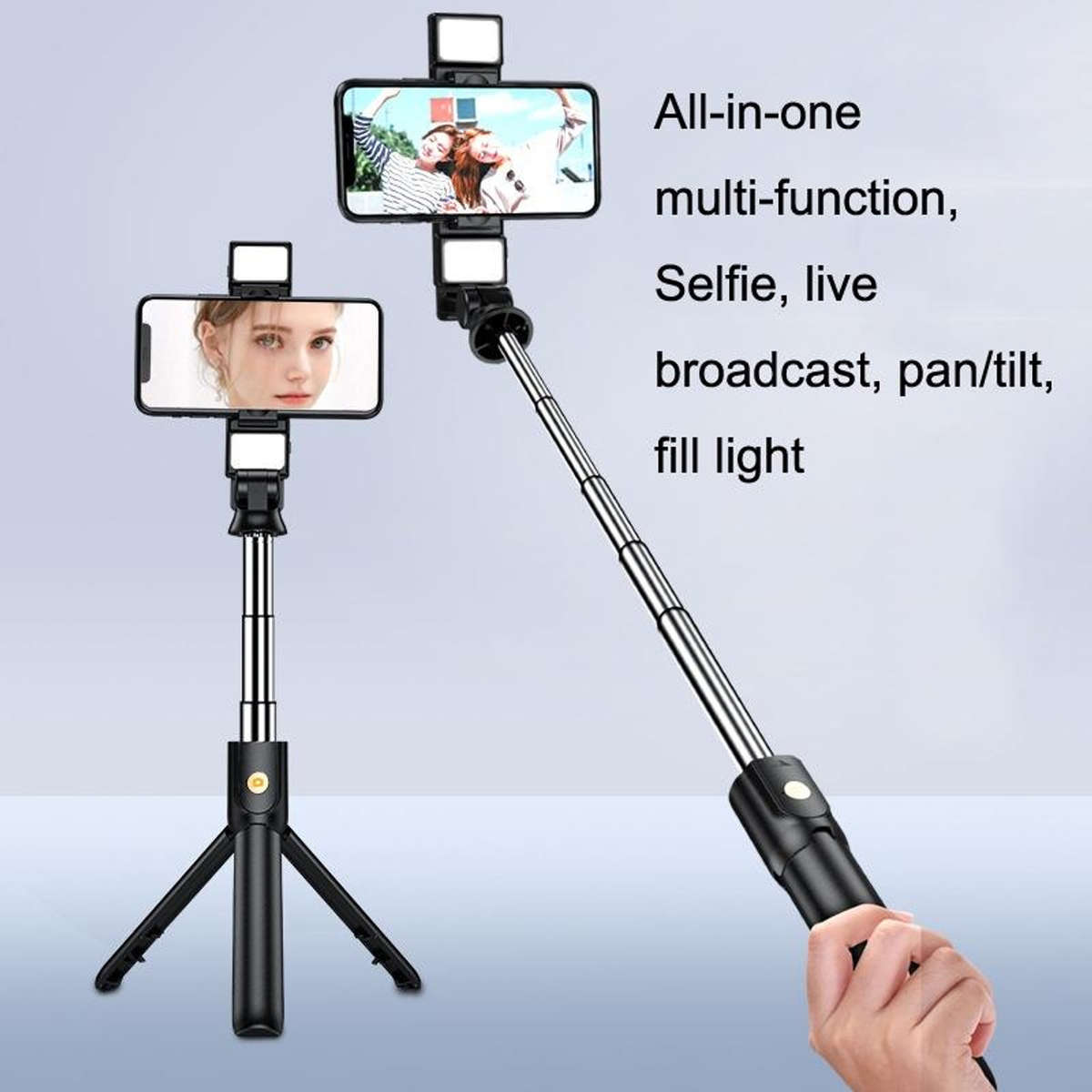 K12D-L W/Twin LED Selfie Stick Tripod