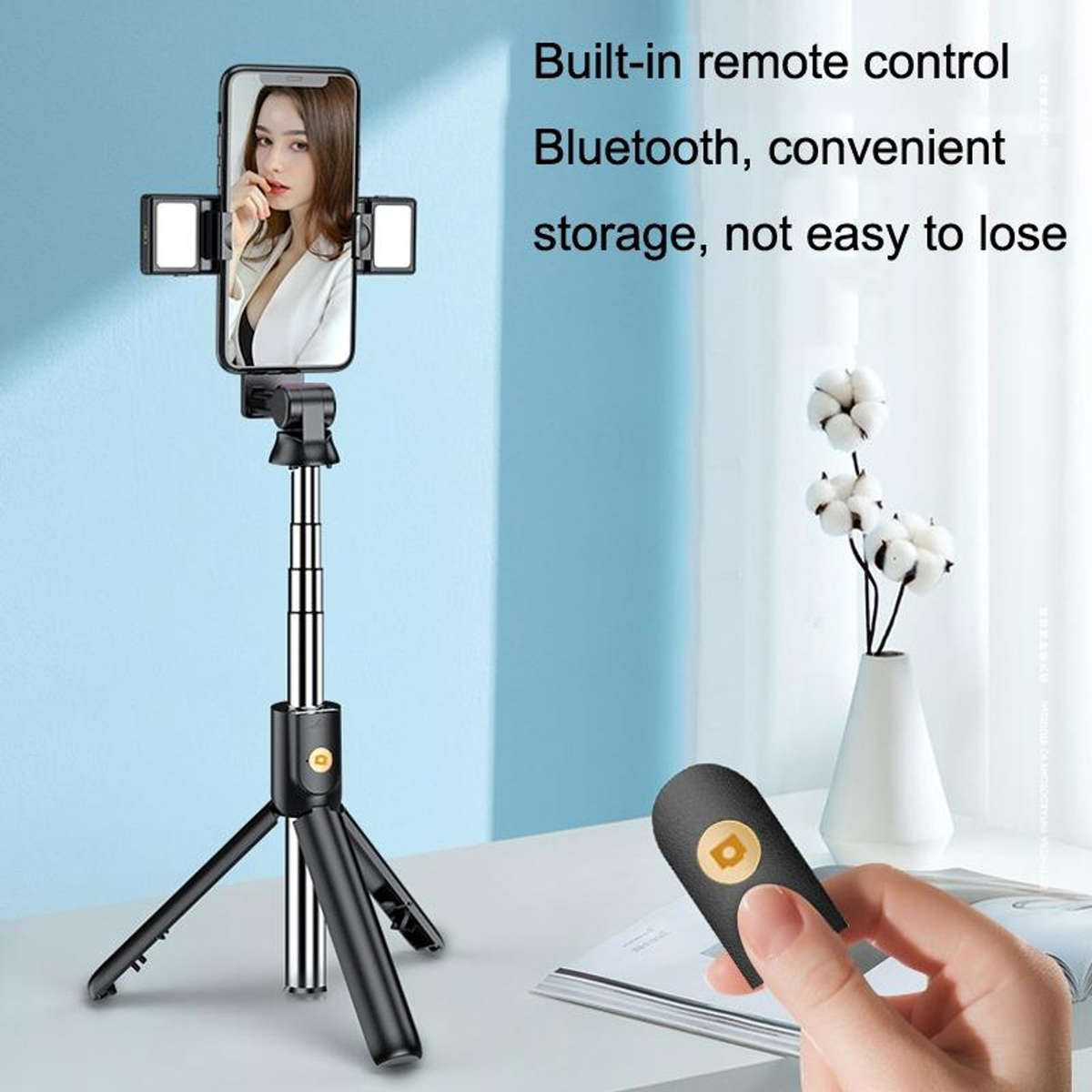 K12D-L W/Twin LED Selfie Stick Tripod
