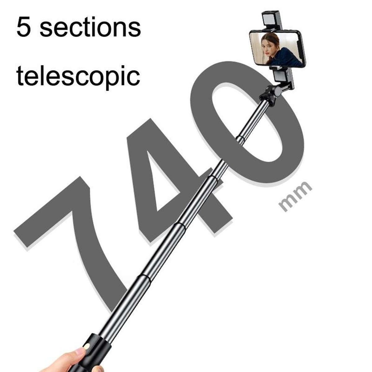 K12D-L W/Twin LED Selfie Stick Tripod