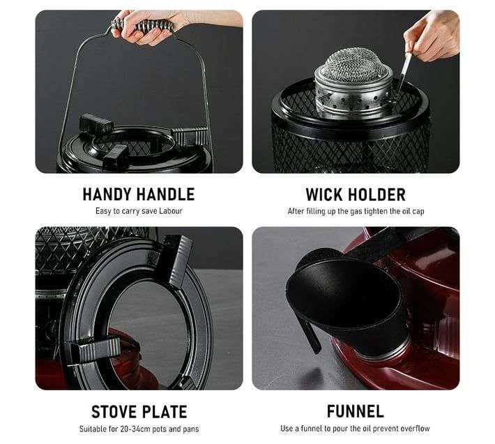 Panda 2 In 1 Paraffin Heater And Stove - Red