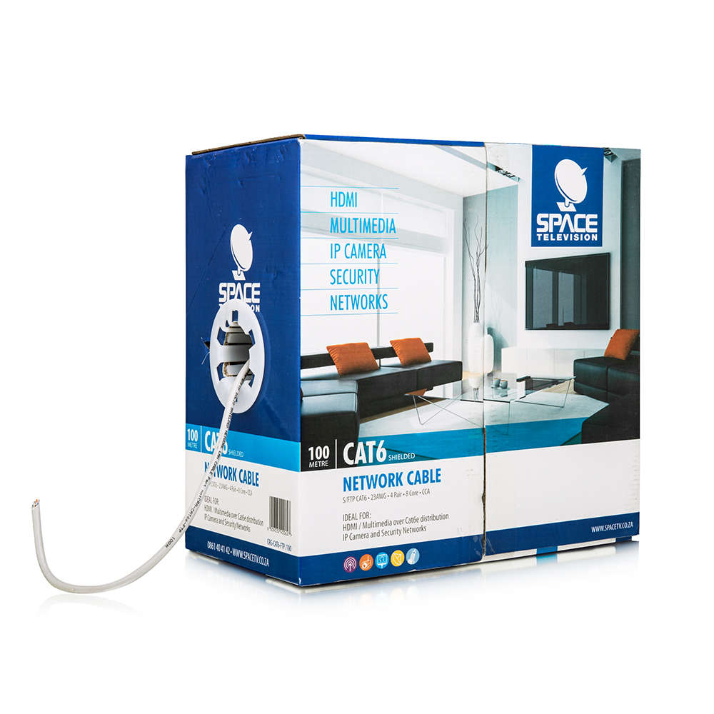 CAT6e Network LAN Cable 100m - Shielded CCA S/FTP 4 Pair 8 Core