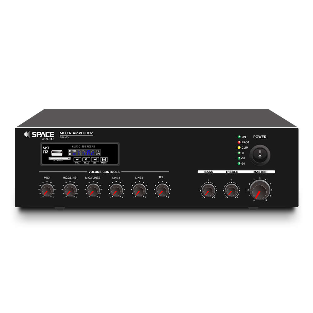 Space TV 60W Audio Mixer Amplifier with MP3/FM Radio/BT Connectivity