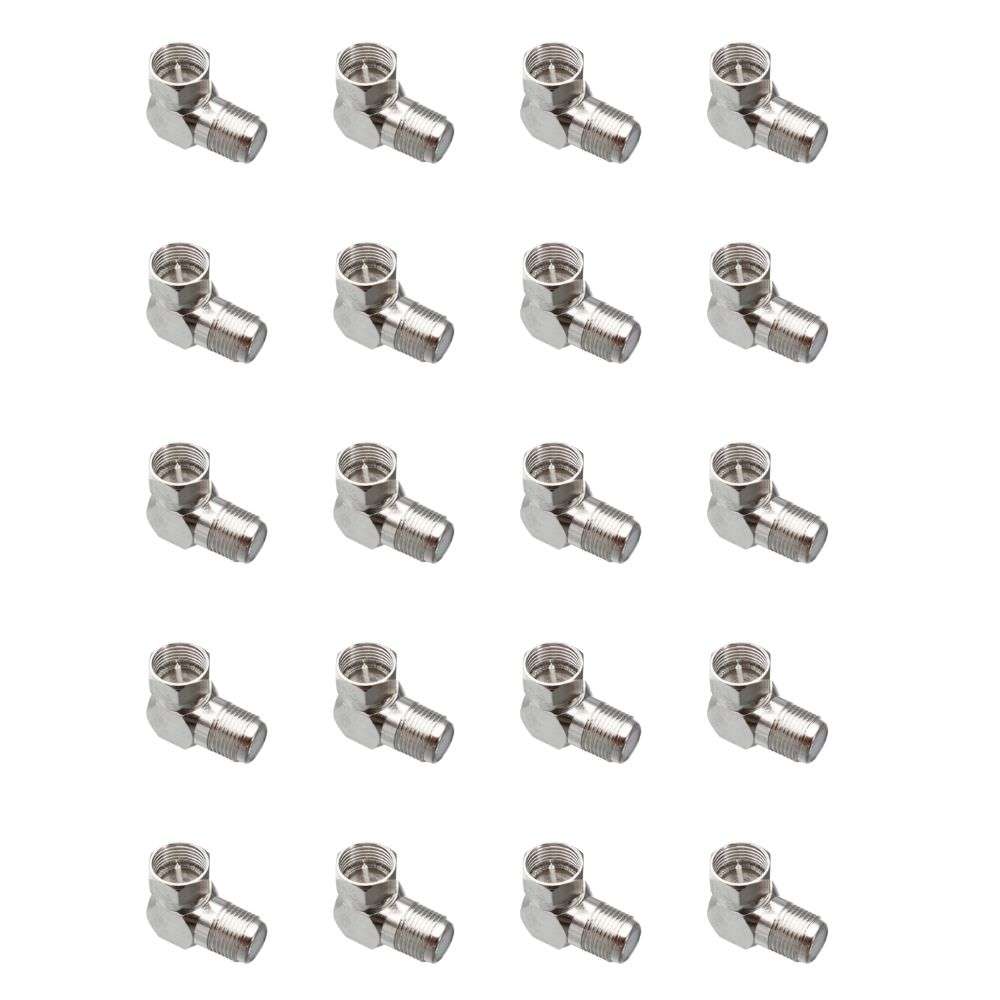 Space TV 90 Degree Right Angle F-Male Adaptor Connector- 20 Pack