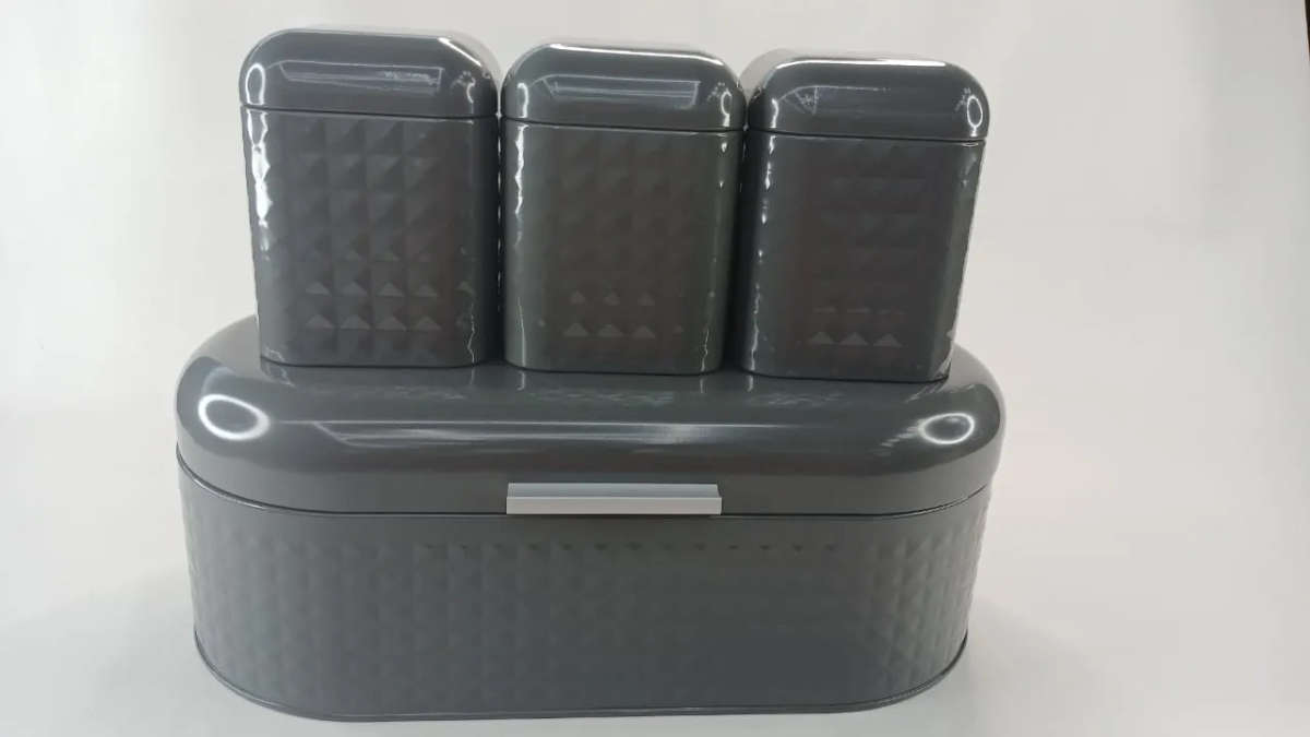 Bread Bin And Canister Set Grey