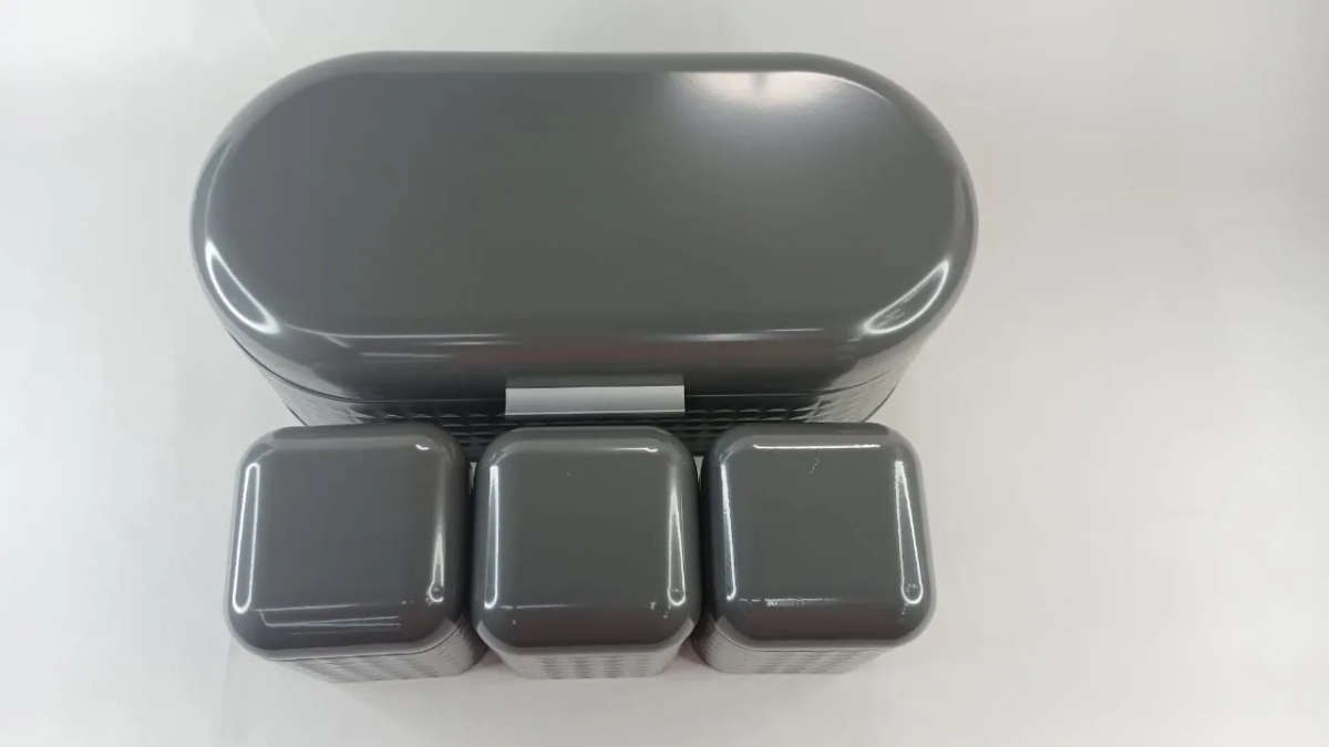 Bread Bin And Canister Set Grey
