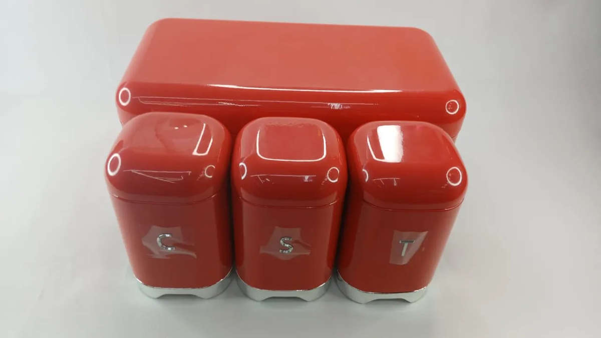 Bread Bin And Canister Set Red