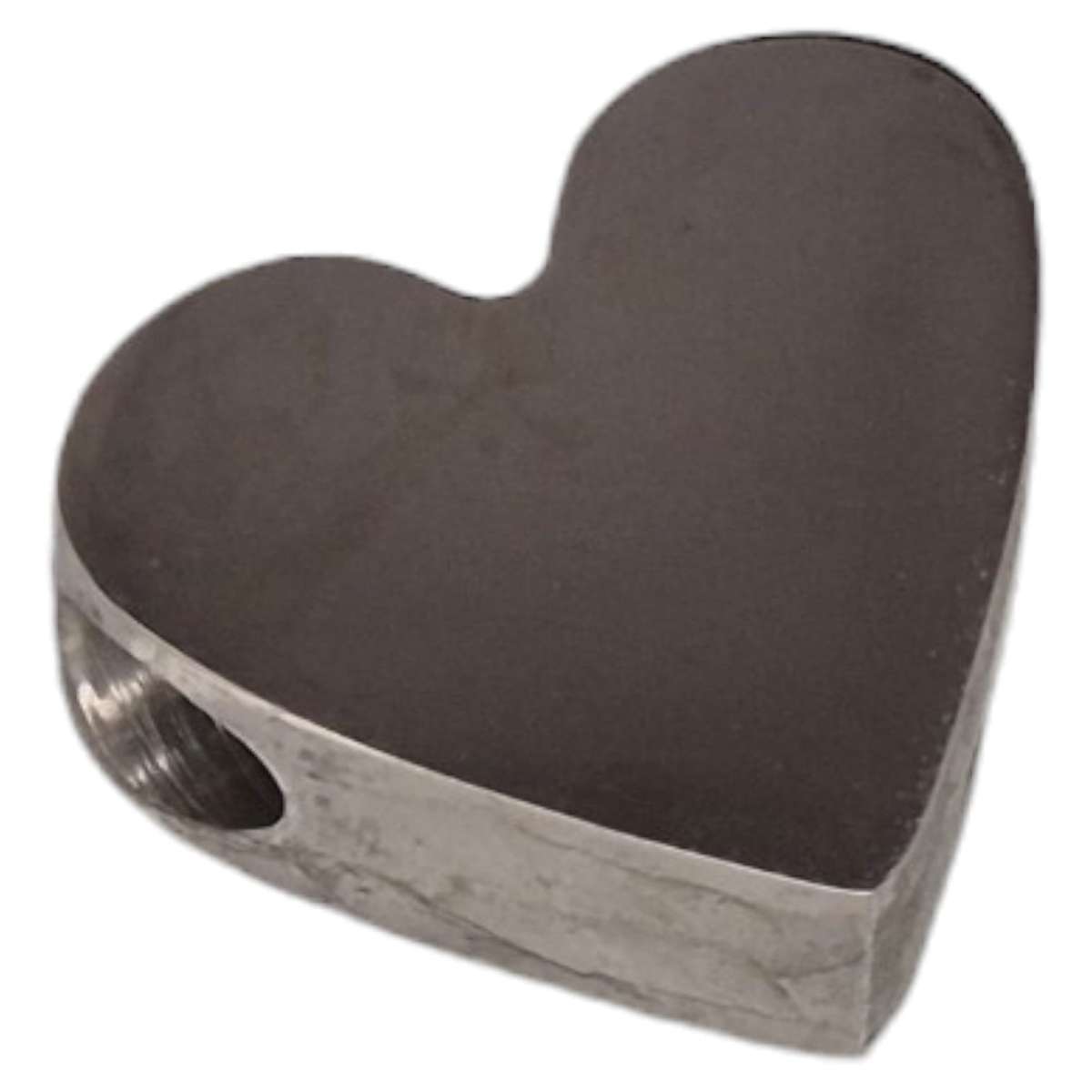 Heart bead in stainless steel, 11x13mm