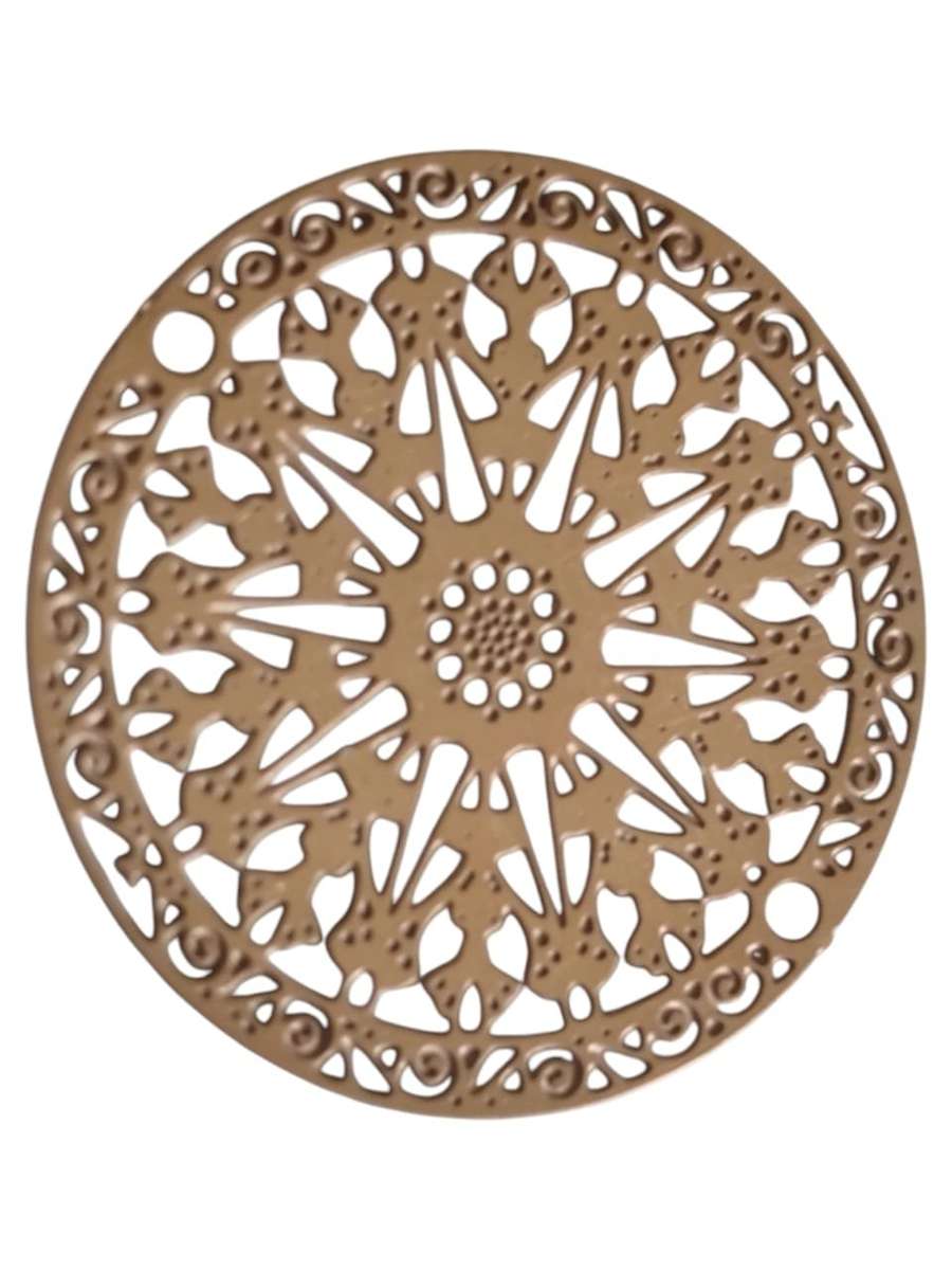 Rose gold Mandala disc Pendant, Stainless steel, 1.8cm in diameter, 1mm hole diameter on either side
