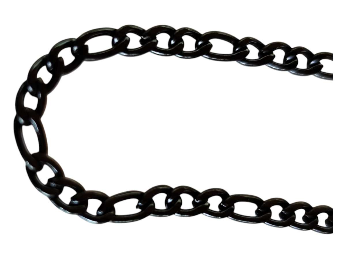 Black Stainless steel Figaro chain w clasp, 4mm, 60cm,