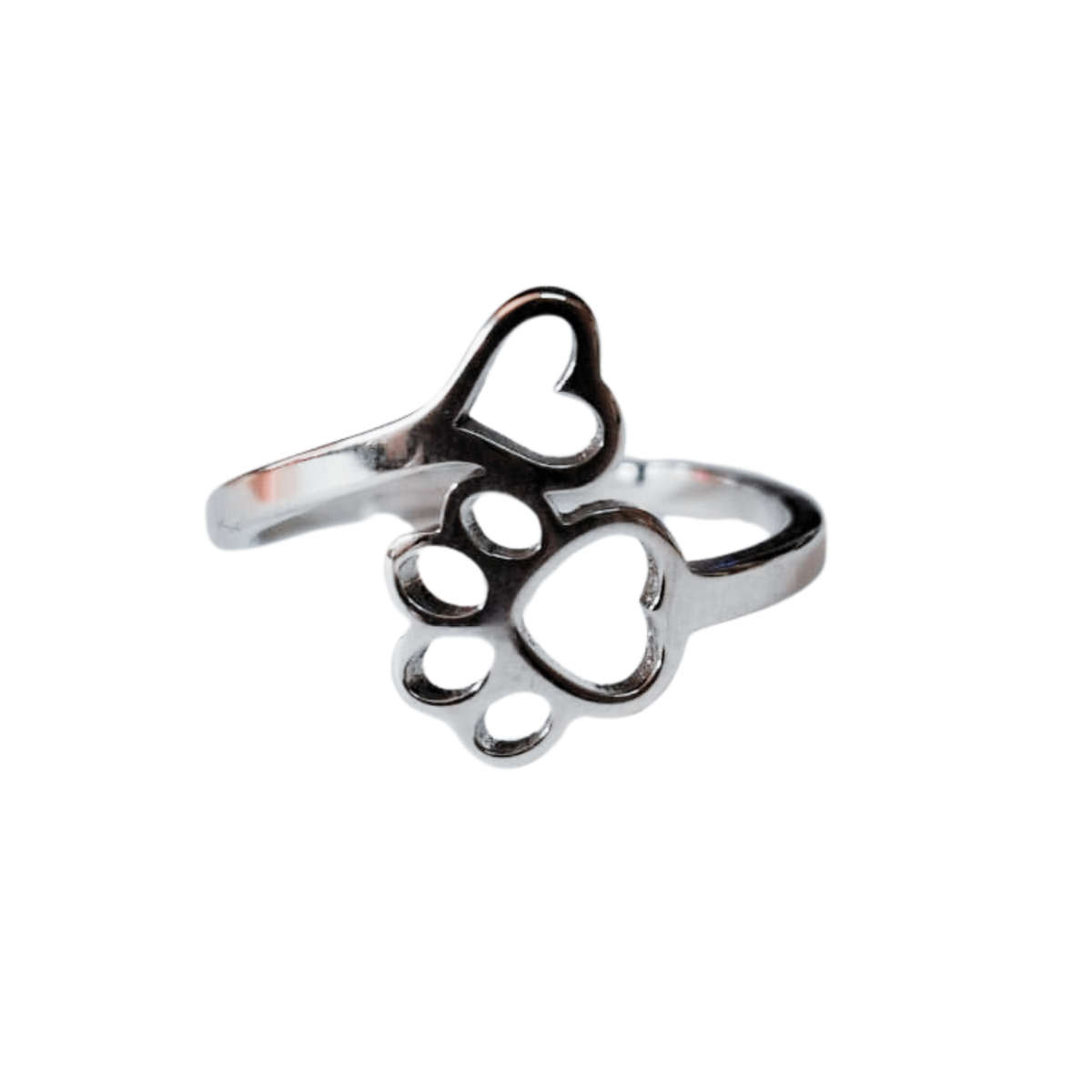 Stainless Steel Adjustable Ring, Animal Paw print