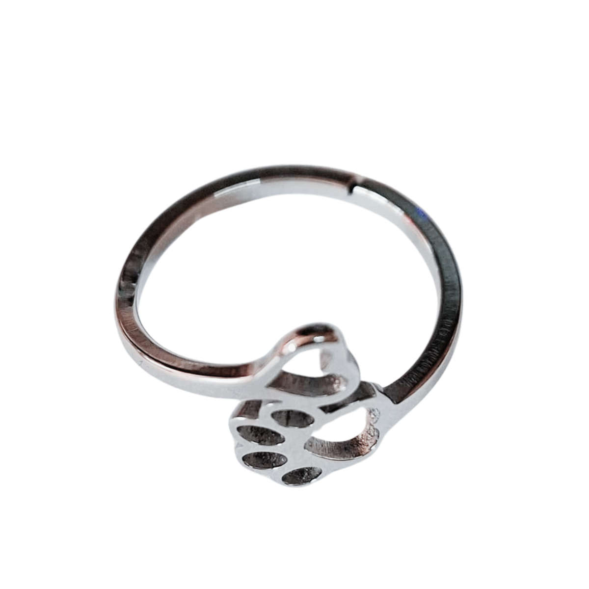 Stainless Steel Adjustable Ring, Animal Paw print