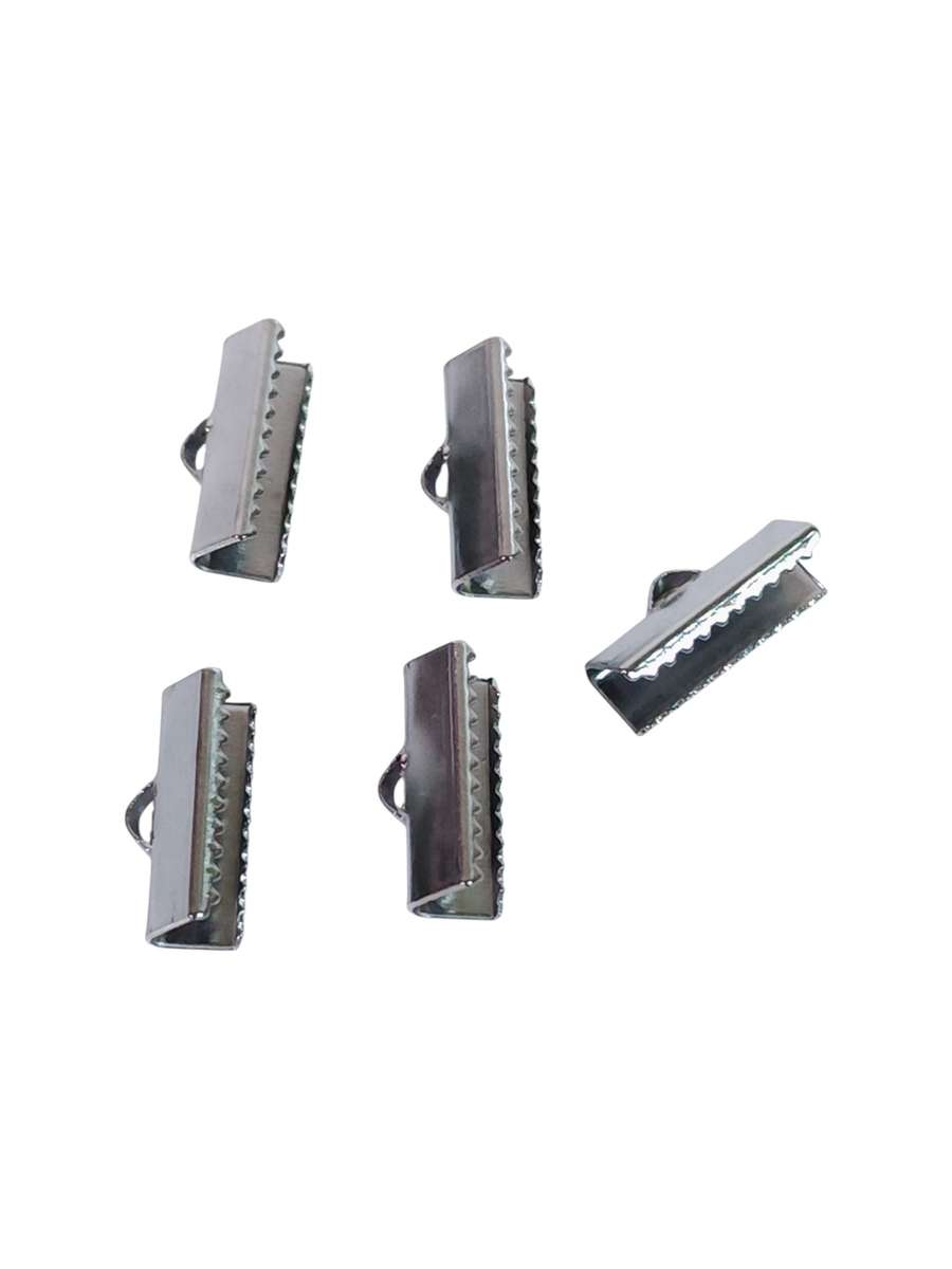 Ribbon crimp end, 16mm wide, Stainless steel