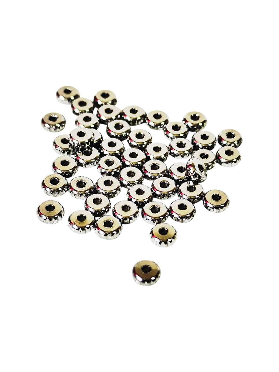 45 x Washer beads w Edge Texture, Stainless steel, 2x4mm