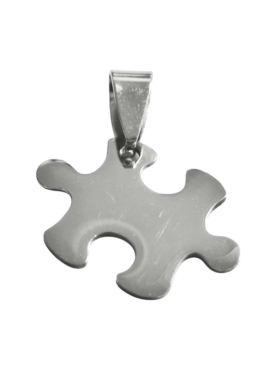 Pendant in stainless steel with bail, Puzzle Piece, 25mm  Excluding bail