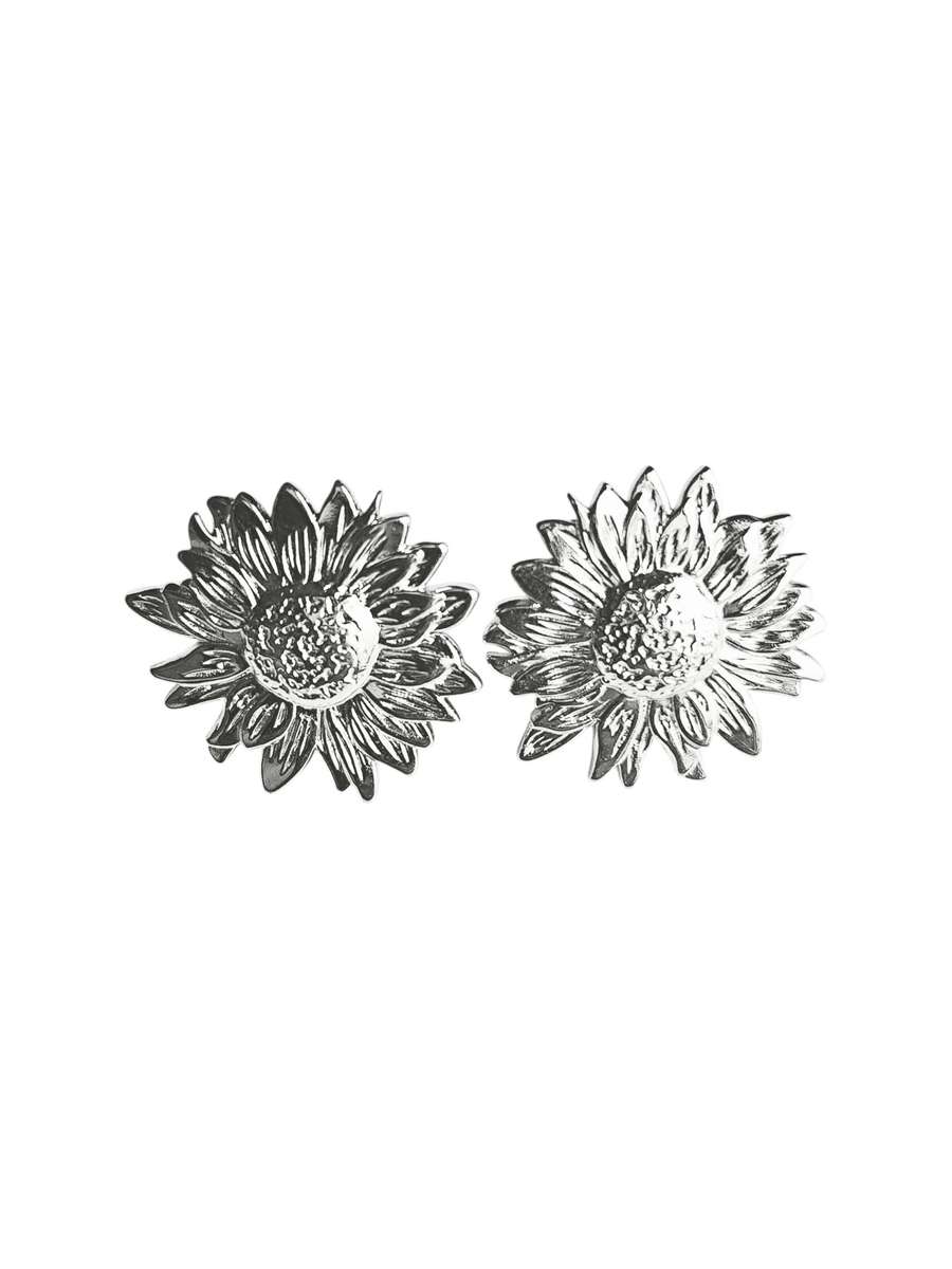 Stainless Steel Round Sunflower Earring, 23mm
