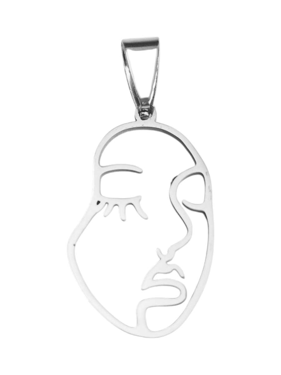 Face Pendant in Stainless Steel 28mm