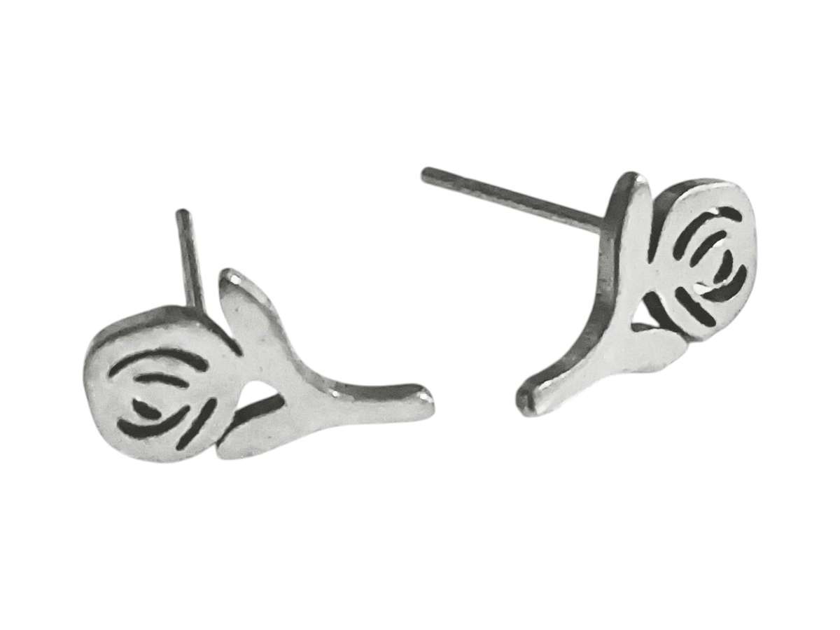 Rose Earrings in Stainless Steel, 11mm