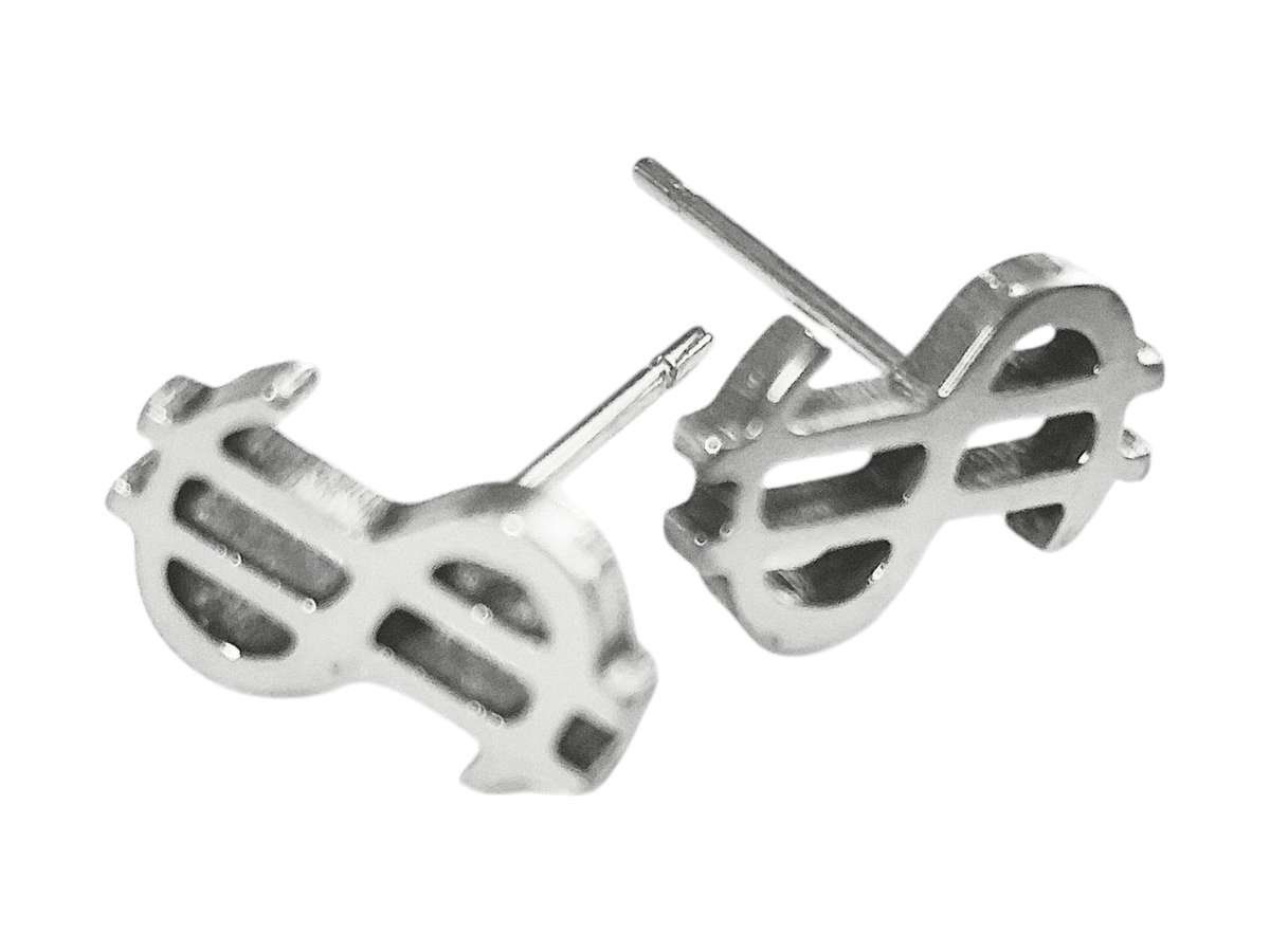 Dollar Earring Post in Stainless Steel, 10.5mm