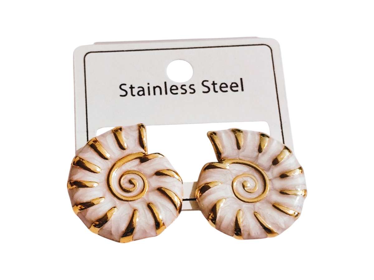Nautilus Gold Stainless Steel Earrings, 26mm